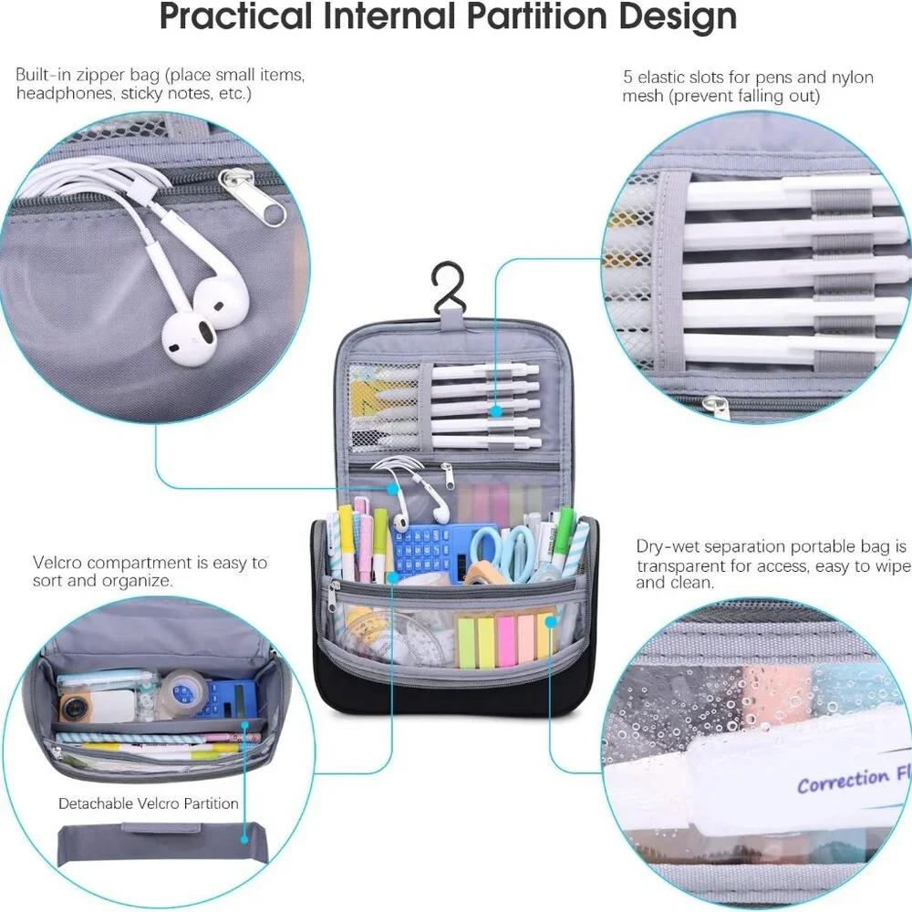 NWT Aiscool Black Pencil, Pen, Stationary Case Organizer for School or Office